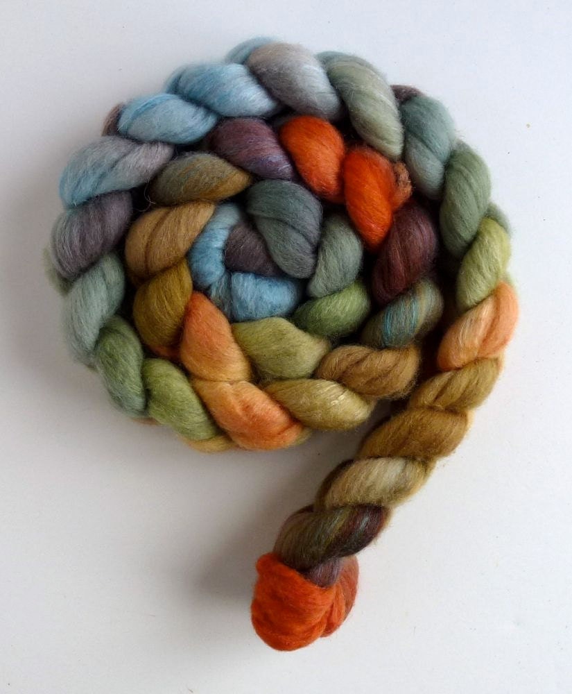 Polwarth/Silk Roving - Hand Dyed Spinning or Felting Fiber, Interiors