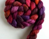 Polwarth/Silk Roving - Hand Dyed Spinning or Felting Fiber, Caliente