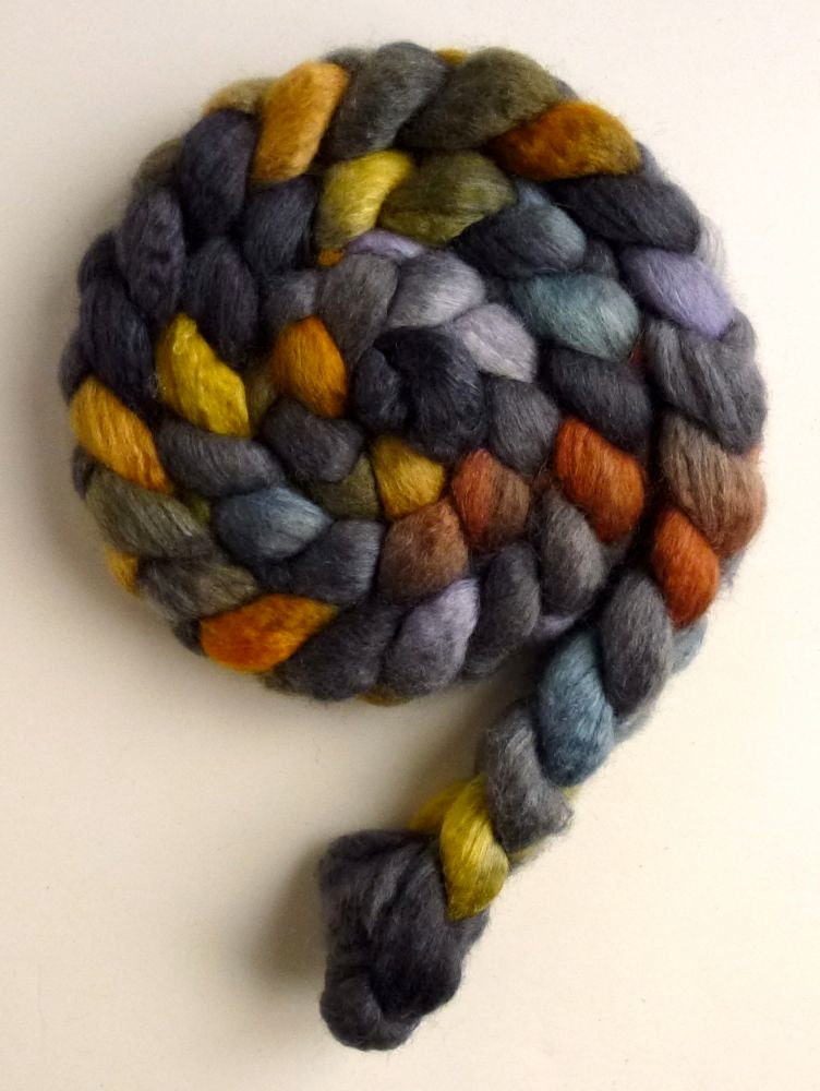 BFL/Silk Roving - Hand Dyed Felting and Spinning Fiber, Midnight Adoration