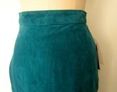 80s Suede Skirt // Suede Pencil Skirt // Jungle Green