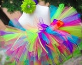 Tropical Birthday Tutu Set for newborn baby infant toddler girls - including sewn tutu and headband