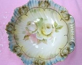 Vintage Antique R.S. Prussia Seashell with Roses Serving Bowl