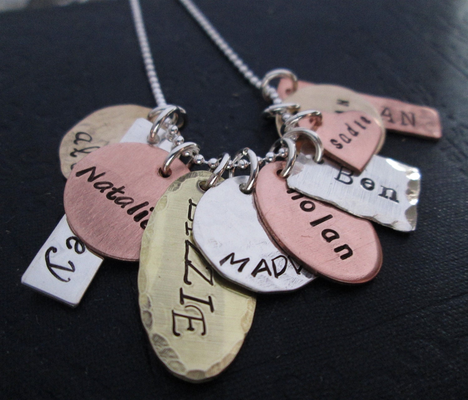 The Family Collection Necklace - handstamped necklace - mixed metal grandmothers necklace