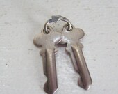 Memorial Day Sale Vintage charm pendant keys silver pair