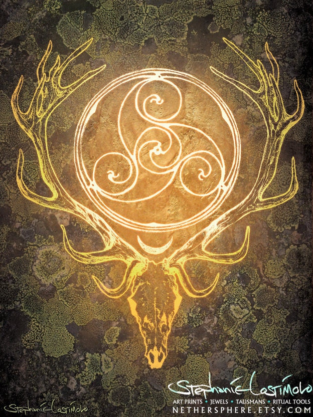 Stag Lord - Herne Cernunnos Celtic Spiral Print 11x17