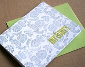 Mr & Mrs damask letterpress wedding card