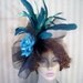 Black Turquoise Kentucky Derby Feather Fascinator Hat Victorian Hat Races Headpiece Feather Hat