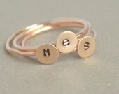 monogram initial ring. gold stacking ring. ONE hand stamped letter. custom initial jewelry personalized with your monogram.