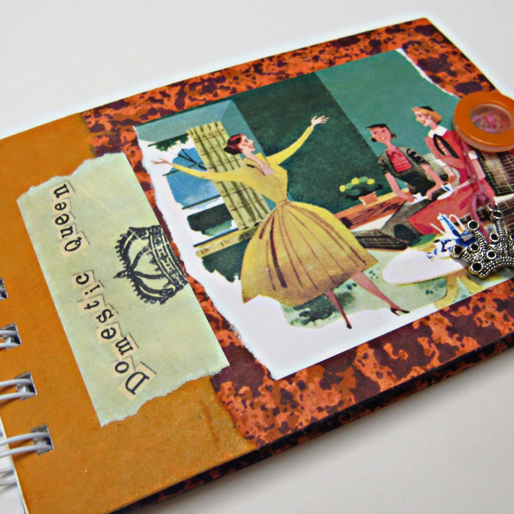 Domestic Queen Upcycled Journal -- Recycled, Spiral Bound, Creative Spark Journal