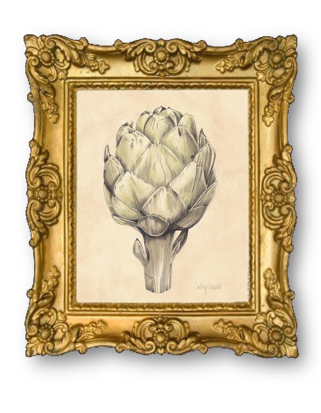 Artichoke I Botanical Print - Vintage Look 8x10