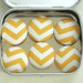 Chevron. . . 6 Fabric Magnets. Orange-Yellow & White. Decorator Magnets. Gift Tin