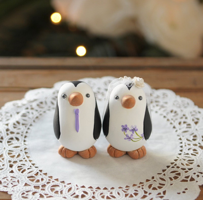 Wedding Cake Topper -- Penguin Cake Topper -- Small