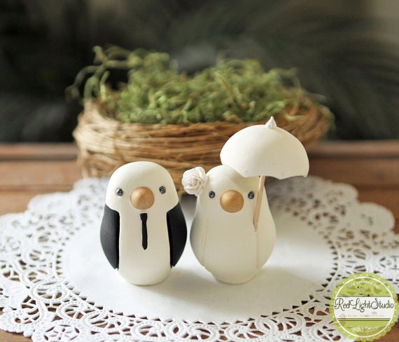 Custom Wedding Cake Topper - Small Hand Painted Love Birds