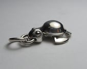 TURTLE NECKLACE moving arms and legs solid sterling silver with long brass ball chain