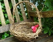 Flower Girl Wicker Basket , Rustic Ready To Ship  Ivy , Basket LG