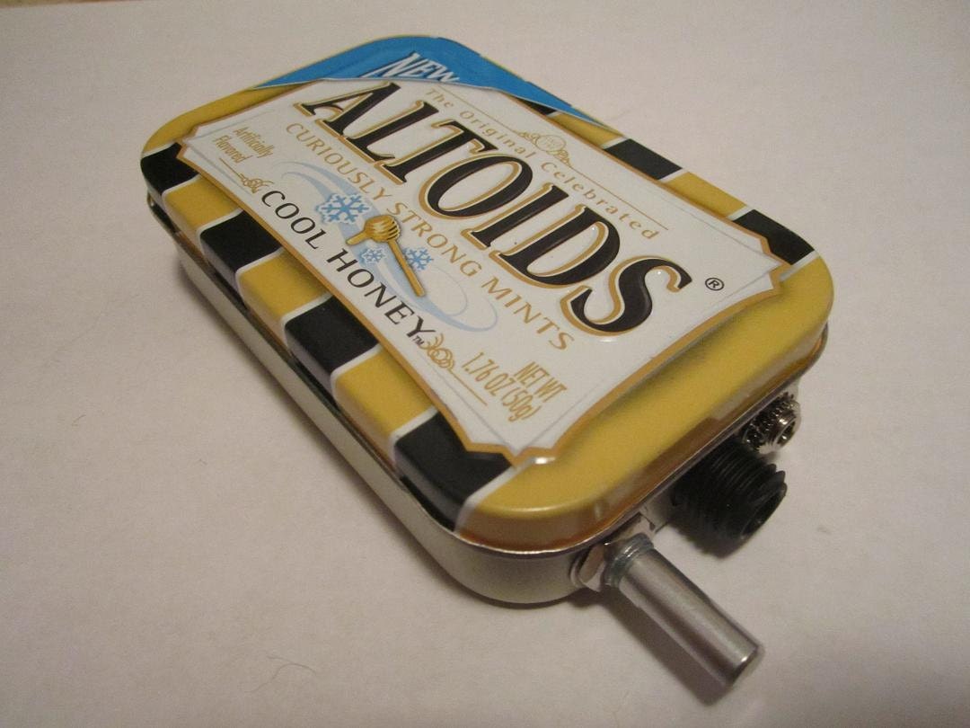 Portable Mint Tin Guitar Amp, Headphone Amp, MP3 Amp w/ Speaker, Volume Control, & 10X Gain (Honey Altoids)