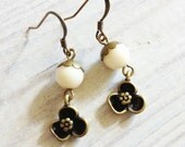 Elisa Flower Earrings in White Coral and Brass