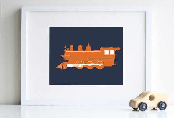 Train Nursery Art, transportation decor, 8 x 10 Print - different colors and sizes available