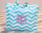 Monogram Chevron Tote Bag with Personalized