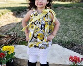 Girls  Pillowcase Dress, Yellow and Black,Summer, 12mo,18mo,2t,3t,4t,5,6  Ready to ship