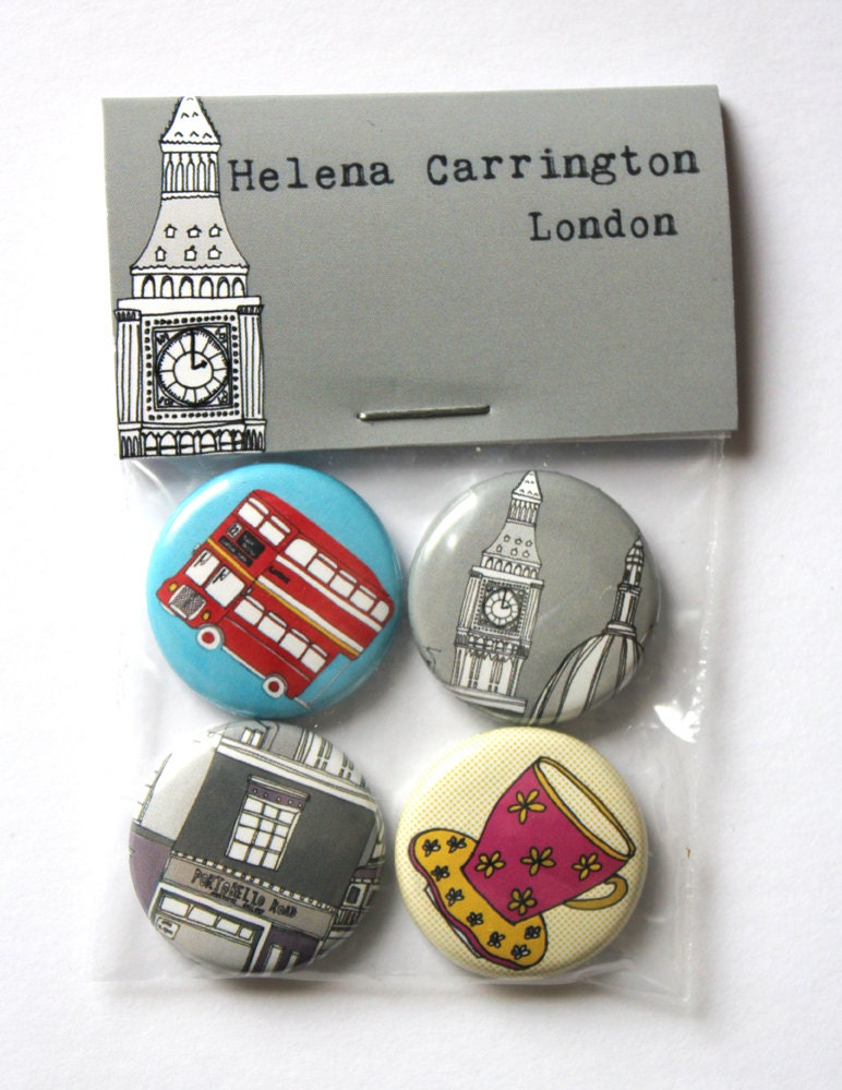London Badges / Pins / Buttons Set of 4
