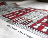 New York Screen Printed Tea Towel Brooklyn Houses
