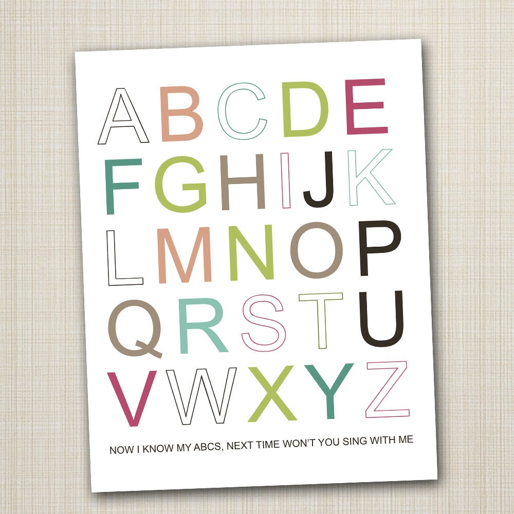 alphabet poster printable 11x14  abc art print