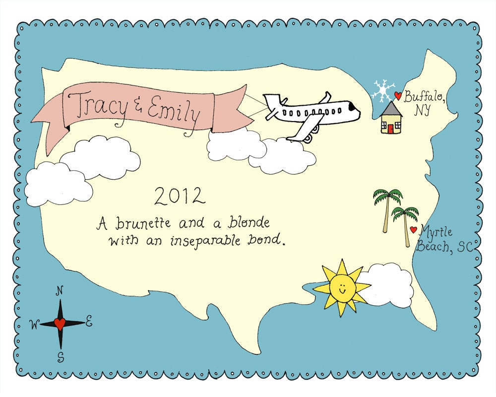 long distance map - custom art for loved ones living far apart