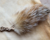 Badger tail - real eco-friendly wild American badger fur tail on extra strong braided leather belt loop for totem ritual and dance BG02