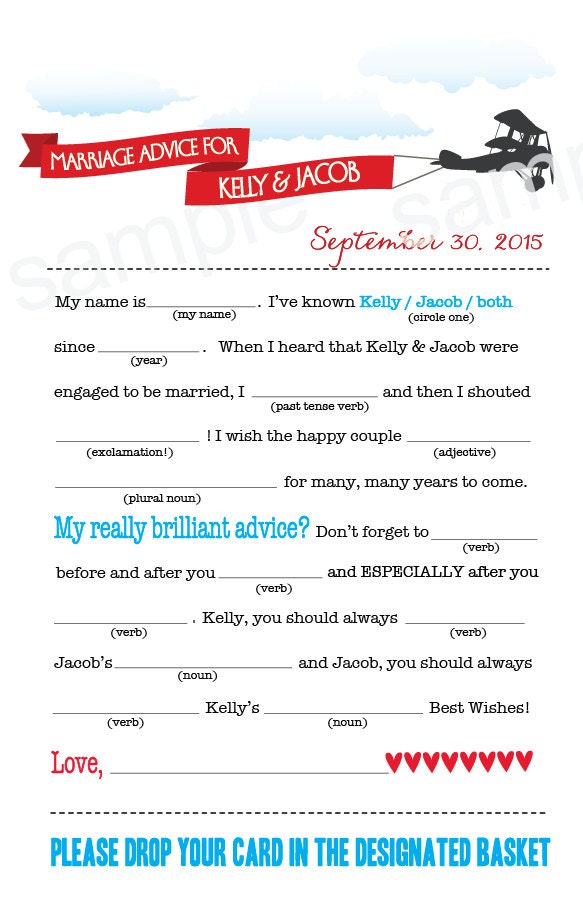 Airplane Mad Libs PDF FILE Print Yourself Colors are Customizable