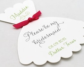 5 Customized Will You Be My Bridesmaid Cards Scalloped Dress with Ribbon