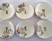 Bridesmaid Gift Dishes Spring and Summer Flowers Monogram Set of Six (6) Dish Set NO. 2