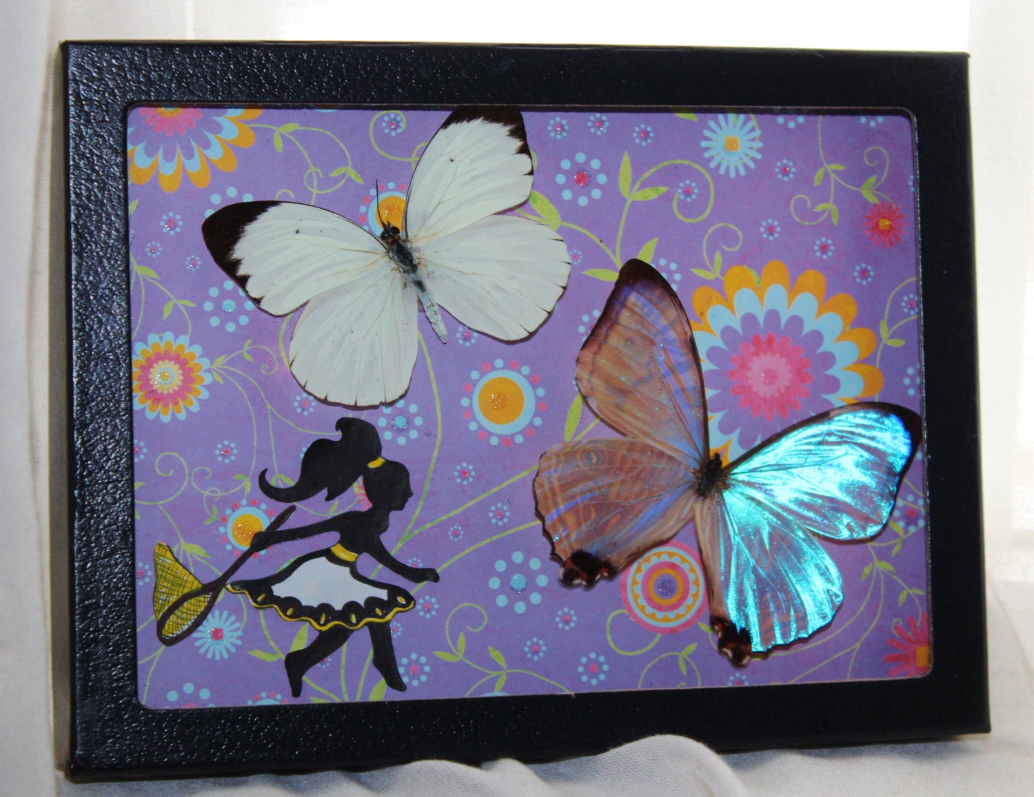 Real Morpho Butterfly Display in 5 x 7 Riker Mount Frame Childrens Decore Morpho lympharis Butterfly
