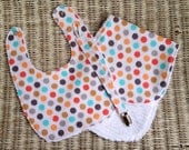 Sketched Polka Dots Bib Burp Cloth and Paci Clip Set