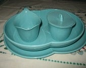Vintage 50s Atomic AQUA Melmac 5 Piece Serving Set