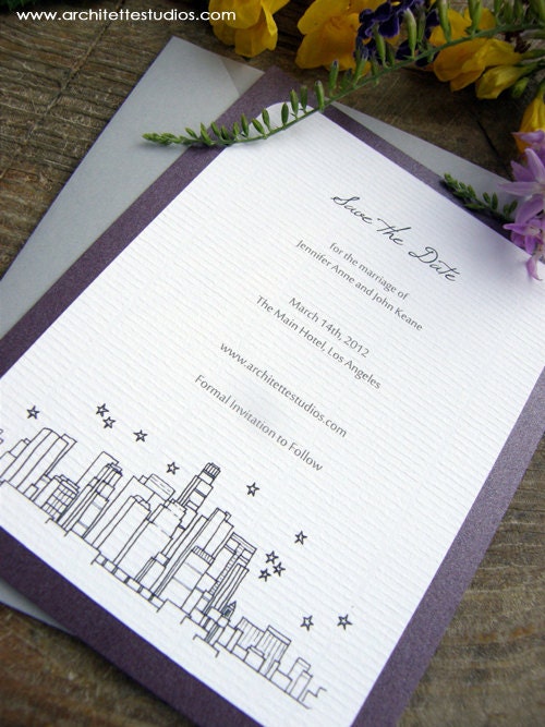 Save the Date Wedding - (20) City Skyline Cards- A2 sized (4.25 x 5.5)
