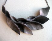 Petal Collection:  Tie Dye Pink Brown Suede Petals Necklace