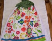 Colorful Crochet Top Kitchen or Bathroom Towel
