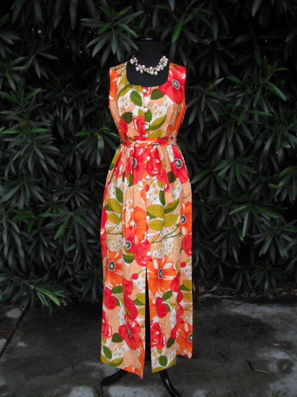 Vintage Hawaiian Print Dress
