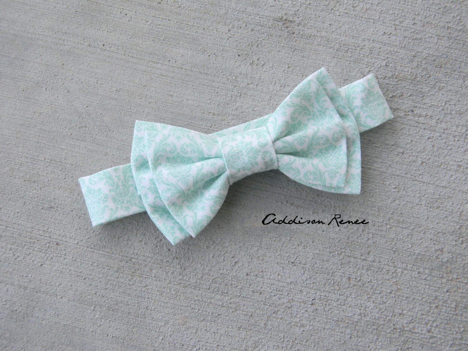 Mint Green Bow tie - boys double bow Mint Green damask bowtie