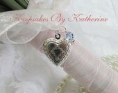 Heart Locket Bouquet Charm with Crystal, Brides Bouquet  Locket, Made To Order, Bridal Bouquet Charm