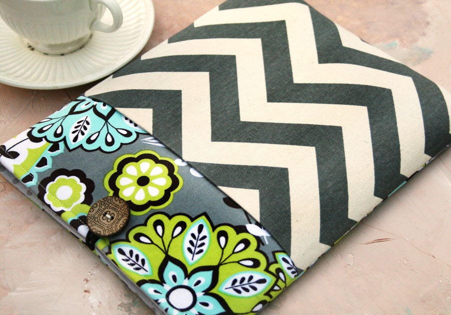 Kindle Paperwhite sleeve, Kindle Fire cover,Ereader Accessories, Nook,Gadget Cases and Covers, Ereader Case in Grey Chevron