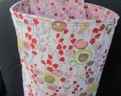 Car Trash or Litter Bag Reusable in Watercolor Pink Floral and Dots