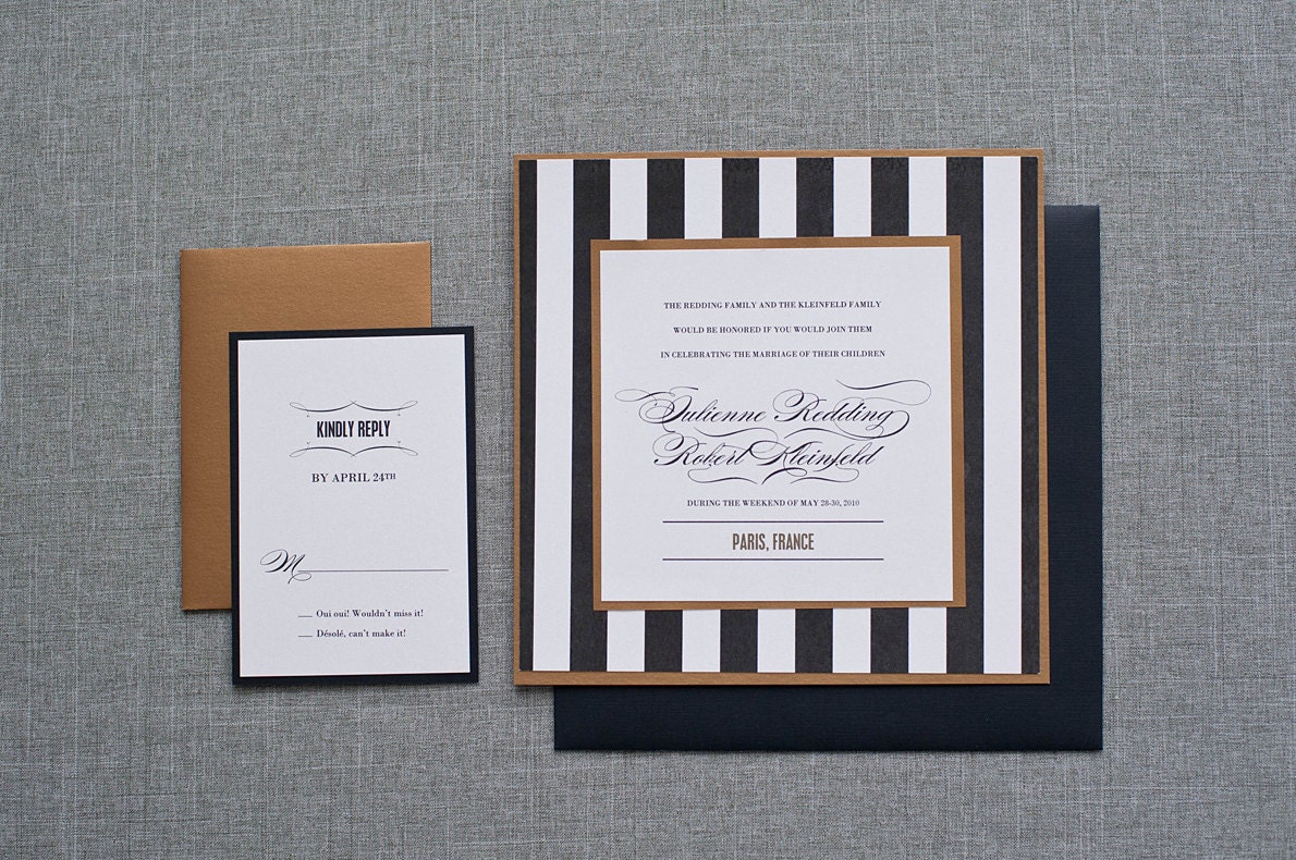 Black and Gold Wedding Invitation Suite - Julienne and Robert