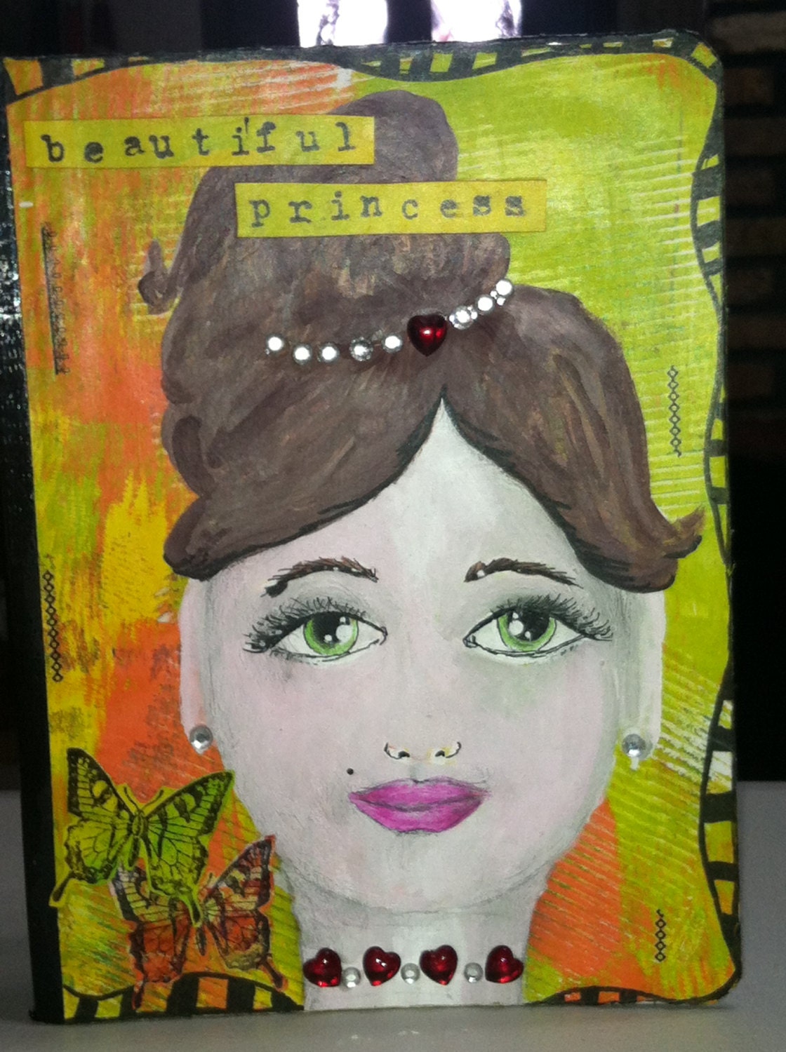 Altered Art Mixed Media Journal Composition Book Handmade Beautiful Princess