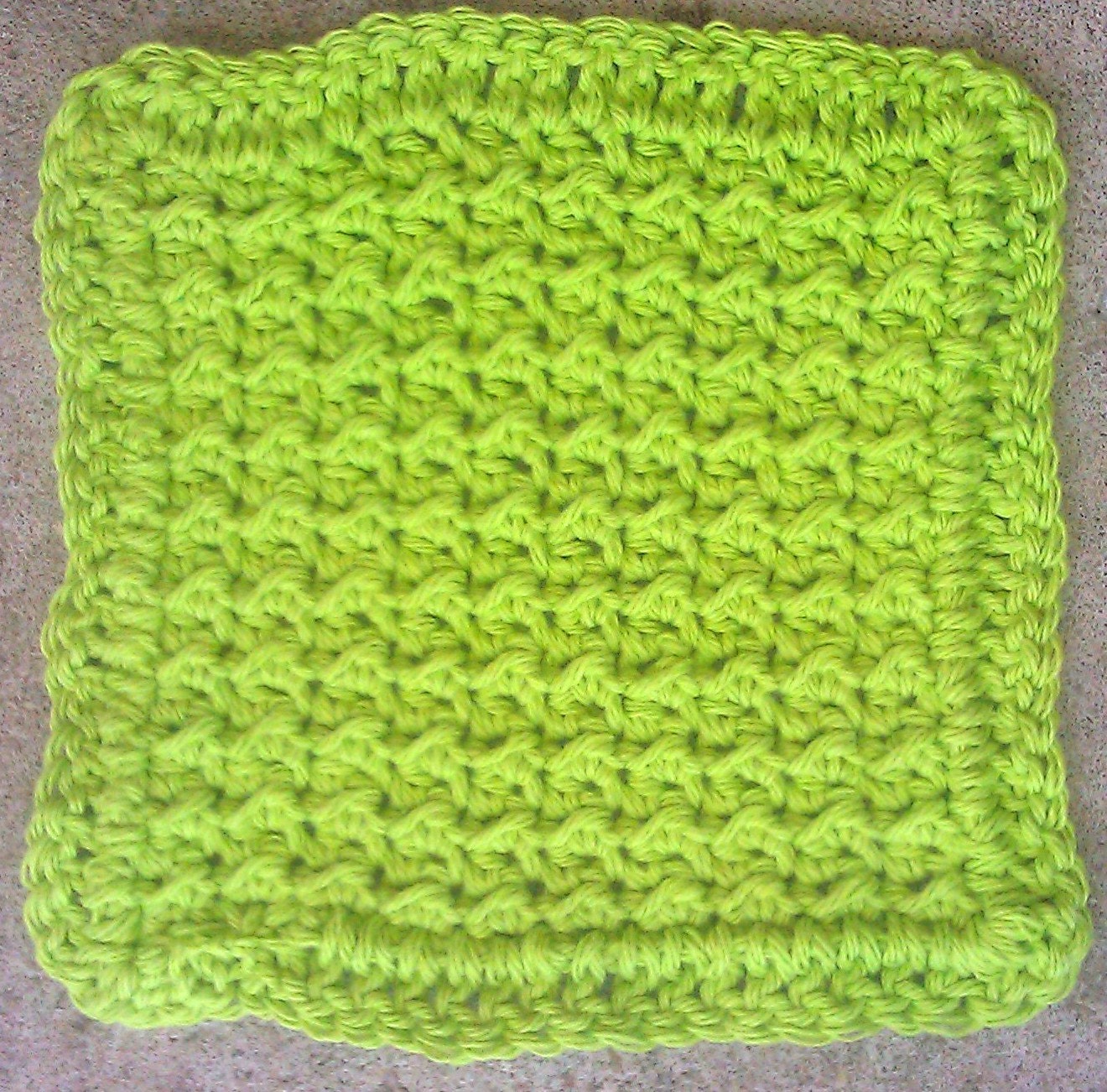 Handmade Crocheted Washcloths, Lime Green, Beige, Multicolor, Bath, Cotton