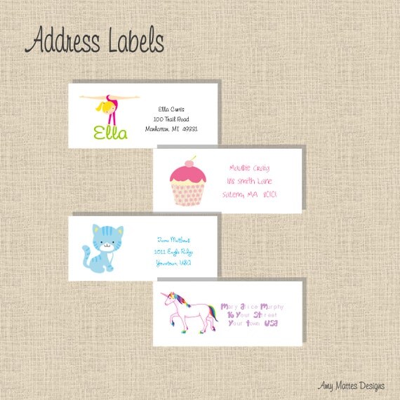Girls Printable Matching Address Labels Any Invitation Design Il_570xn