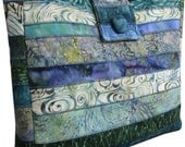 Purse in Blue and Green Batik Fabrics