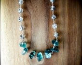 Fluorite Statement Necklace Teal Blue Geometric Stone Sterling Silver