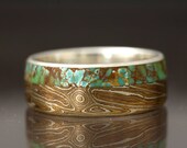 Mokumé Gane and Spider Web Turquoise Inlay Ring
